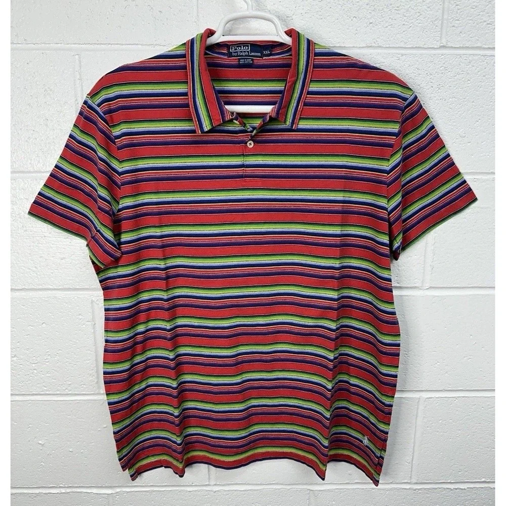 VTG POLO by Ralph Lauren Golf Polo Shirt / Blanket Stripes / Men's‎ Size 2XL